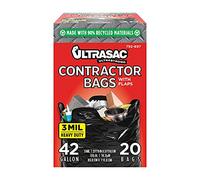 aluf plásticos 792697 UltraSac Heavy Duty profesional calidad Contratista bolsa de basura, 42 litros capacidad, 3 burbujas 2 pies. X 3 FT. 9,5 pulgadas, Negro (, 20 unidades)