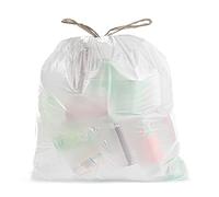 Aluf Plastics Bolsas de basura blancas con cordón de 0.7 mil, 22 x 22 pulgadas, paquete de 200 unidades, para el hogar, la cocina, el baño y la oficina