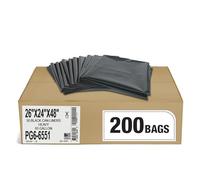 Aluf Plastics Bolsas de basura negras resistentes de 65 galones de 1.5 mil, 50 x 48 pulgadas, paquete de 200 unidades, para contratistas, exteriores, construcción y almacenamiento