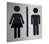 ALÚMADESIGNCO Cartel Baño Hombre Mujer - Unisex Carteles WC, Placa Metálica/Acrílica para puerta - señal aseos - Señalética aseo Mixtos - Señalización De Baños - 120 x 120 mm