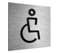 ALÚMADESIGNCO Cartel WC Discapacidad - Minusvalido Señal Baño - Señales Aseo Placa - Cartel Aseos - Señalización Baños Originales, Símbolos Géneros - Carteles para hotel, restaurante y oficina