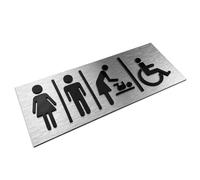 ALÚMADESIGNCO Moderna Cartel Baños Mixtos - Unisex Simbolo WC - Carteles Inclusivo - Aseo Mixto Señal, Baño Señales - Señalizacion de Aseos - 100 x 260 mm