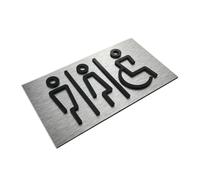 ALÚMADESIGNCO Moderna Hombre Mujer & Minusvalido Pictograma Aseos - Todo Género Cartel Baño - Unisex Carteles Baños Originales - Señalizacion Aseo - Señales WC - 120 x 220 mm