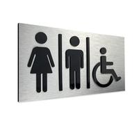 ALÚMADESIGNCO Todo Género Cartel Baño - Unisex Carteles Baños Originales - Hombre Mujer & Minusvalido Pictograma Aseos - Señalizacion Aseo - Señales WC - 120 x 220 mm
