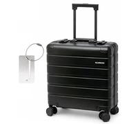 ALUMAXX 45293 Business Trolley Gravity - Maleta de viaje con compartimento Overnight, carpeta de abanico, cerradura TSA, carro de aluminio con 4 ruedas, 44 x 42 x 22,5 cm, negro + etiqueta de equipaje