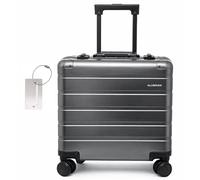 ALUMAXX 45294 Business Trolley Gravity - Maleta de Viaje con Compartimento Overnight, Carpeta de Abanico, Cerradura TSA, Carro de Aluminio con 4 Ruedas, 44 x 42 x 22,5 cm, Color Gris + Etiqueta para