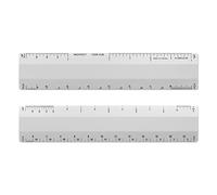 Alumicolor Escala con diseño de 4 biseles para dibujo, dibujo e ingeniería, calibraciones divididas por (1/8, 1/4), (1/2, 1), (3/8, 3/4), (3, 11/2), plata