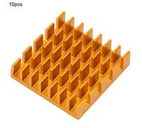 Aluminio dorado fregadero de calor con aleta de enfriamiento de aleta Premio duradero alto rendimiento para la fuente de alimentación del enrutador [placa de alimentación PCB] (P2206-Go 22*22*6 mm)