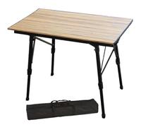 Aluminio Mesa Plegable De Altura Ajustable, Exterior Mesa De Balcon Plegable Rectangular De Acampamiento para Jardín, Boda, Banquete, Fiesta(Wood Grain 120cm)