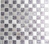 Aluminio Mosaico de Vidrio Negro Plata Cocina Pared Baño Art:WB49-0302 1Matte
