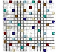 Aluminio Mosaico de Vidrio Plata Con Colorido Cocina Pared Wc Baño Art :