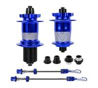 Aluminio para MTB Hub 32H 6 pernos freno de disco compatible con compromiso de 120 clics y liberación rápida o configuración del eje pasante (azul)