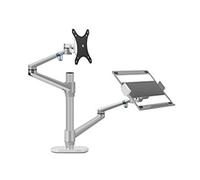 Aluminio plateado Ergonomía 10 "-17" Escritorio Soporte for computadora portátil 32 "Monitor Soporte de escritorio Soporte for computadora Barra de columna de movimiento completo(Long pole silver)