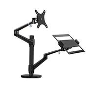 Aluminio plateado Ergonomía 10 "-17" Escritorio Soporte for computadora portátil 32 "Monitor Soporte de escritorio Soporte for computadora Barra de columna de movimiento completo(Nero)