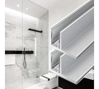 Aluminio Profundo Canal en U Puerta de ducha Guía Perfil en U Integrado en Cabezales de ducha, Aluminio Tipo F/T Vidrio Carril, Baño/Balcón Tabique Abrazadera Perfil(F-Type Silver,10mm glass)