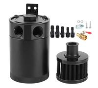 Aluminio Racing Oil Catch Tank Depósito con deflector Accesorio para motor de coche 3/8in Depósito de aceite Catch Can Tank Depósito con deflector de 2 puertos con válvula de drenaje Cilindro universa