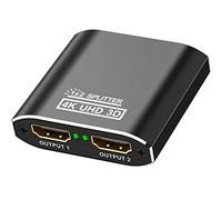 HDMI Splitter 4K Duplicador HDMI 1x2, Aluminio Splitter HDMI 1 Entrada y 2 Salidas Soporta 4K, 3D, UHD, 1080P para Xbox, PS4, PS3, BLU-Ray Player, HDTV, DVD, DVR and Apple TV