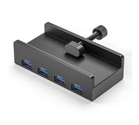 Aluminio Tipo C 4 Puertos USB 3,0 Hub Soporte para teléfono SD TF Lector de Tarjetas de Memoria USB Adaptador de Corriente CC Divisor Base Extensible múltiple(4 USB Black)