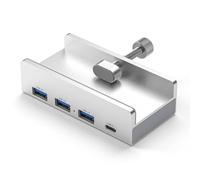 Aluminio Tipo C 4 Puertos USB 3,0 Hub Soporte para teléfono SD TF Lector de Tarjetas de Memoria USB Adaptador de Corriente CC Divisor Base Extensible múltiple(3USB 1TYPE C Silver)
