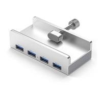 Aluminio Tipo C 4 Puertos USB 3,0 Hub Soporte para teléfono SD TF Lector de Tarjetas de Memoria USB Adaptador de Corriente CC Divisor Base Extensible múltiple(4 USB Silver)