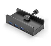 Aluminio Tipo C 4 Puertos USB 3,0 Hub Soporte para teléfono SD TF Lector de Tarjetas de Memoria USB Adaptador de Corriente CC Divisor Base Extensible múltiple(3USB 1TYPE C Black)