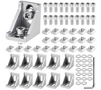 Aluminium profile mounting material - 10 pieces, aluminium profile, 40 x 40 cm, corner connector, wall bracket, 90 degree angle, grid for profile