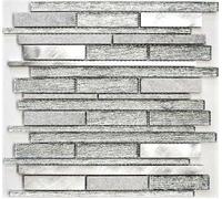Aluminiummosaik Cristal Piedra Natural Blanco/Plata Mix Cocina Wc Art :
