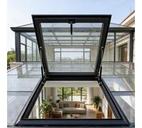Aluminu - Ventana de techo y tragaluz, apertura manual con elevador de gas, doble templado, alto sellado e Ilat, 80 x 55 cm, ideal para mejoras del hogar