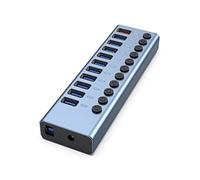 Aluminum Alloy 11-Port USB3.0 Splitter 10 Port Computer Extended USB HUB 1 Port Fast Charging External 12V4A Power Supply