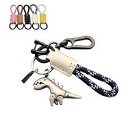 Aluminum Alloy Dinosaur Charm Paired with a Hand-Woven Bracelet,Mini Metal Dinosaur Keychain for Backpack,Keys Accessories for Women Men (B)