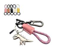 Aluminum Alloy Dinosaur Charm Paired with a Hand-Woven Bracelet,Mini Metal Dinosaur Keychain for Backpack,Keys Accessories for Women Men (E)