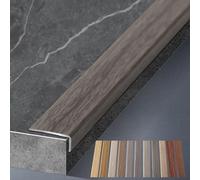 Aluminum Alloy Floor Edging Trim Strip with Wood Grain, Threshold Transition Strips for Wood/Tile/Vinyl Floor, L Shape Steps Stair Nosing(Style 8,20mm (0.8in) Wide)