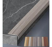 Aluminum Alloy Floor Edging Trim Strip with Wood Grain, Threshold Transition Strips for Wood/Tile/Vinyl Floor, L Shape Steps Stair Nosing(Style 7,30mm (1.2in) Wide)