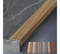 Aluminum Alloy Floor Edging Trim Strip with Wood Grain, Threshold Transition Strips for Wood/Tile/Vinyl Floor, L Shape Steps Stair Nosing(Style 2,35mm (1.4in) Wide)