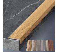 Aluminum Alloy Floor Edging Trim Strip with Wood Grain, Threshold Transition Strips for Wood/Tile/Vinyl Floor, L Shape Steps Stair Nosing(Style 1,30mm (1.2in) Wide)