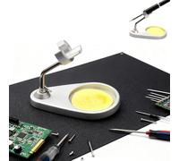 Aluminum Alloy Soldering Iron Stand, Weighted Base with Tip-Cleaning Sponge, 16mm Clamp for Handle Irons (M8/P9; Not 9501/907), Portable Solder Support Holder for Electronics Repair