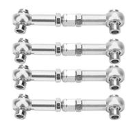 Aluminum Alloy Steering Linkage Rods | 4Pcs Upgrade Parts for HSP 94122/94123 1/10 RC Car | M3 Spherical Stud for Easy Installation & Improved Performance (Silver)