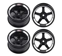 Aluminum Alloy Wheel Hub Rims | 1/10 RC Car Spare Parts | High - Simulation Drift Accessories for Flat Running/Racing | 6 - Spoke Blue & 5 - Spoke Black (4pcs / Set) (Five-Spoke Black)