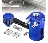 Aluminum Engine Oil Catch Breather Can Kit, Universal Polish, Baffled Oil Separator, with Breather Filter and Hose, Aluminum Catch Can Reservoir, For Pcv System with Bracket(Blue)