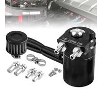 Aluminum Engine Oil Catch Breather Can Kit, Universal Polish, Baffled Oil Separator, with Breather Filter and Hose, Aluminum Catch Can Reservoir, For Pcv System with Bracket(Negro)