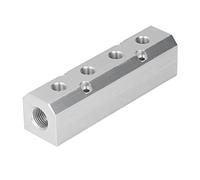 Aluminum Flow Manifold Block 40x40mm | G1 / 2 Inlet G1 / 4 Outlet for Pneumatic Systems | Large Flow Distribution Manifold for Factory Automation/Auto Repair/Electronics (SY40-02-4F)