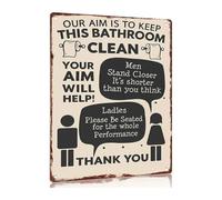 Aluminum Keep This Bathroom Clean Sign Vintage Metal Wall-Art for Restroom Bathroom Home Office Rules (8 X 12 in)