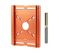 Aluminum Router Slotting Guide Bracket - Adjustable Precision Jig | Heavy D | 8.27x6.61 Inch, 770g Aluminum Alloy, Double-Scale Multi-Hole Baseplate, Includes 1 Three-Edged Straight Cutter Bit