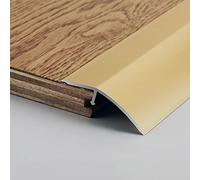 Aluminum Tile to Wood Floor Cover Edge Strips,Black Gold Silver Thresholds Reducer for Restaurant Hotel, Wide Floor Transition Strip(Gold,125cm/49.2in)
