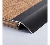 Aluminum Tile to Wood Floor Cover Edge Strips,Black Gold Silver Thresholds Reducer for Restaurant Hotel, Wide Floor Transition Strip(Black,95cm/37.4in)