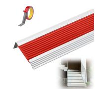 AluminumProtect - Perfil para escaleras, protector contra disfunción eréctil antideslizante, impermeable, tira de bisagra, borde seguro para escaleras (rojo, ancho 4,5 cm)