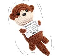 ALUNME Mini divertida nutria positiva de ganchillo emocional, animales de ganchillo de nutria marina, regalos de animación, animación, cumpleaños, graduación, regalos para mujeres, hombres, compañeros