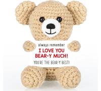 ALUNME Regalo I Love You: mini oso de ganchillo para esposa, marido, novia, novio, regalo hecho a mano de aniversario de San Valentín, bonito cumpleaños pequeño para ella y él