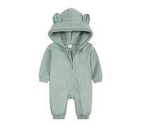 Alunsito Bebé niña niño sólido Body de manga larga mono con capucha mameluco Otoño Invierno ropa de una pieza verde 66 3-6 meses