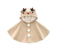 Alunsito Bebé Niño Niña Capa Niño Pequeño Niño Niña Abrigo Suave Cortaviento Invierno Forro Polar Reno Dibujos Caliente Poncho 90 Beige 12-18 Meses